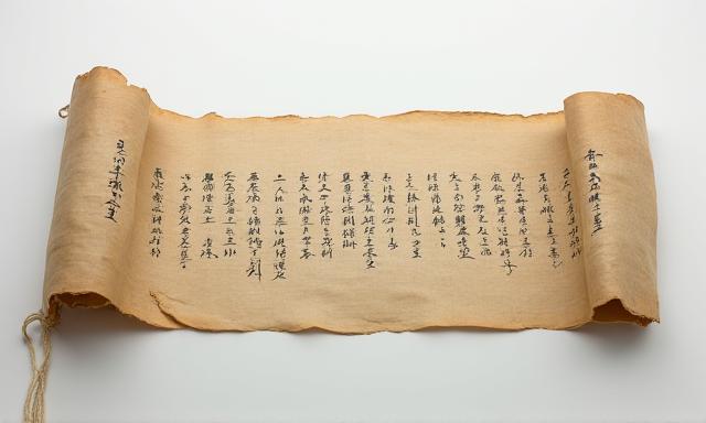 고문서 디지털화 작업 중인 고해상도 스크롤 이미지